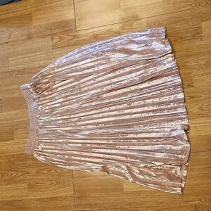 Icy pink pleated velvet midi skirt sz XS